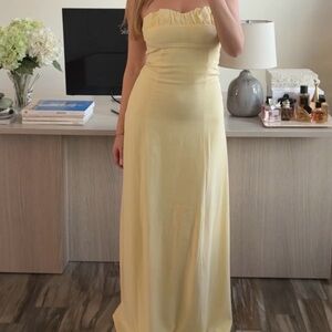 Elegant Yellow Strapless Dress